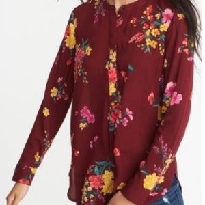 Old Navy Maroon Floral Tunic Shirt